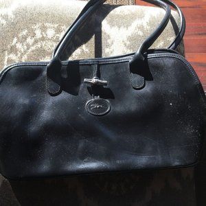 VGUC AUTH Longchamp Black Roseau Leather Toggle Shopper Top Handle Bag
